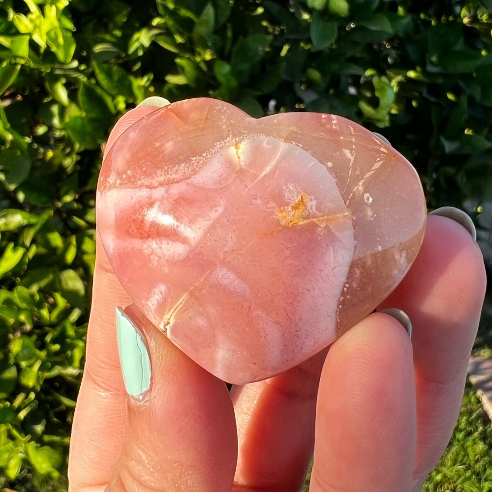 Red Flower Agate Heart